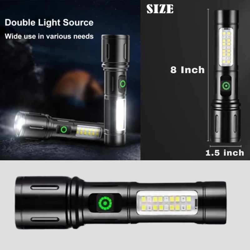 Long Range Led 2 in 1 Torch Light 8 inch - Image 4