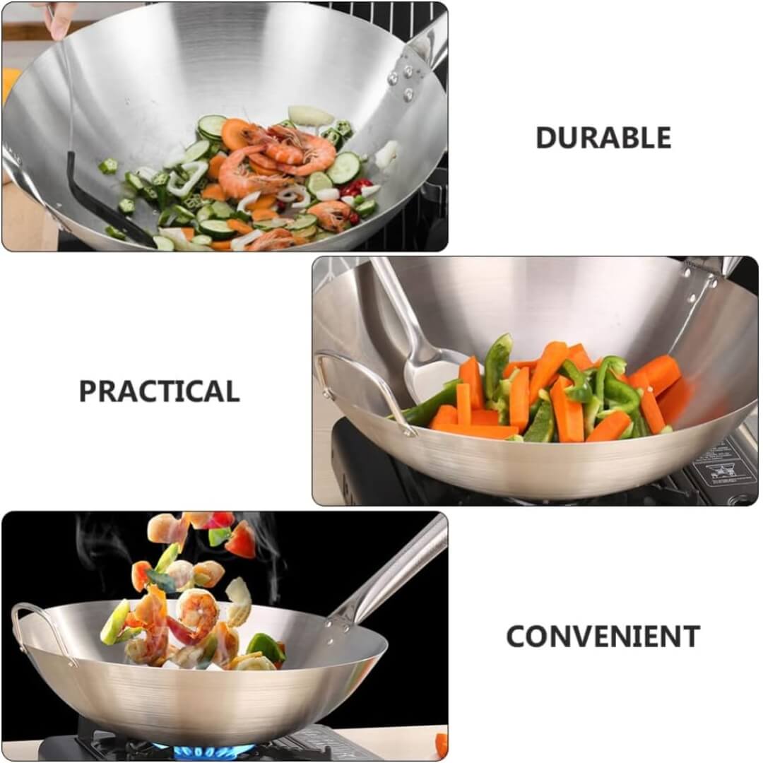 30 cm Wooden Handle premium SS Steel Pan - Image 5