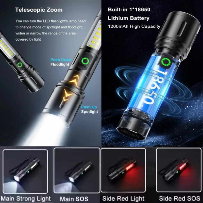 Long Range Led 2 in 1 Torch Light 8 inch - Image 3